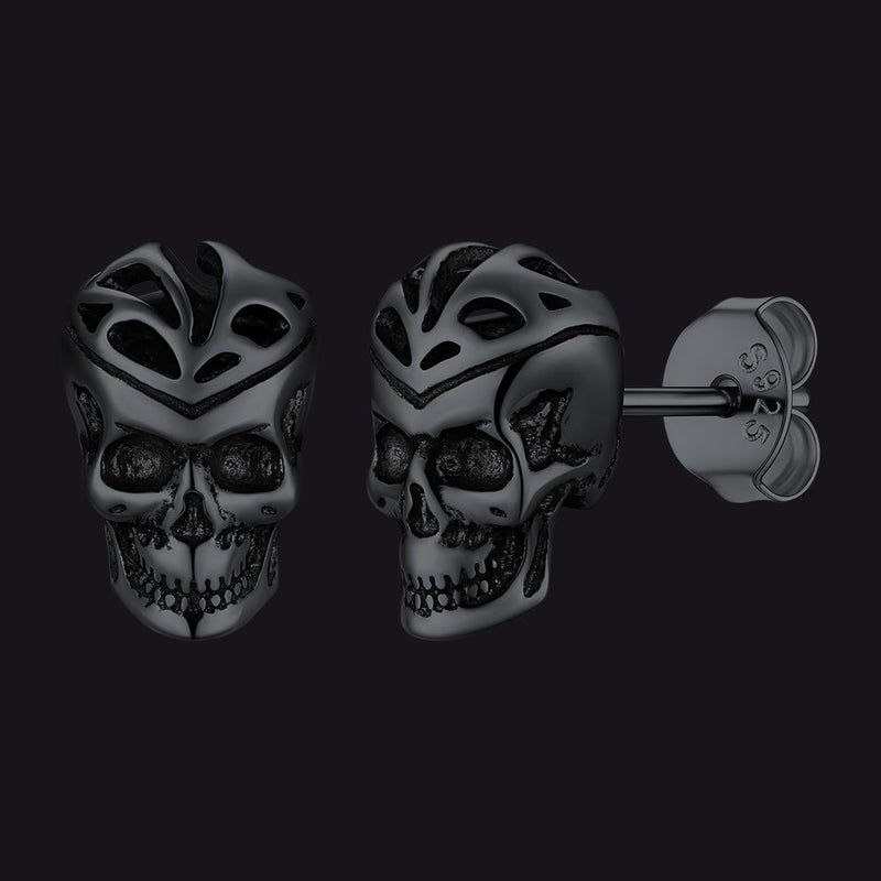 Gothic Celtic Knot Skull Stud Earrings for