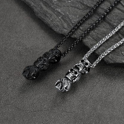 See No Evil, Hear No Evil, Speak No Evil Skull Necklace for