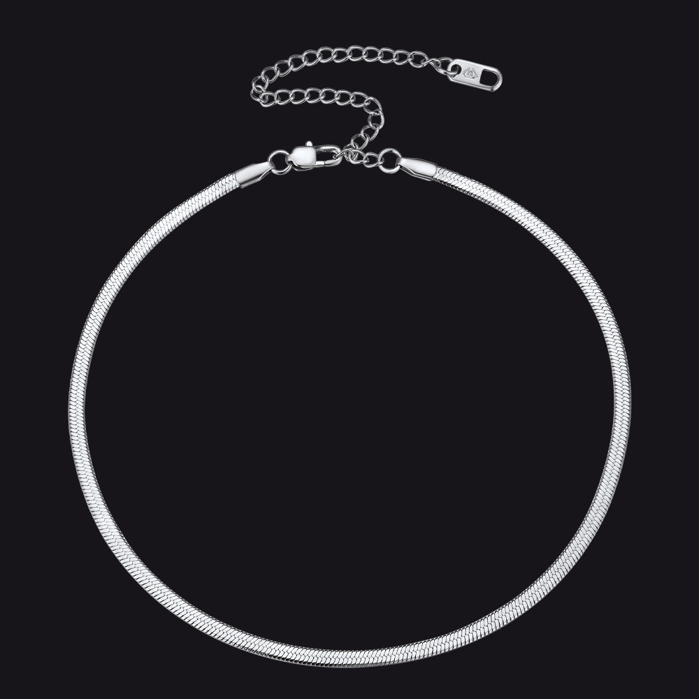 Snake Chain Link Choker Necklace for , 3mm/5mm Width