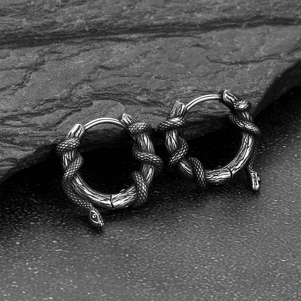 Gthic Wraparound Snake Huggie Hoops Earrings Earrings for