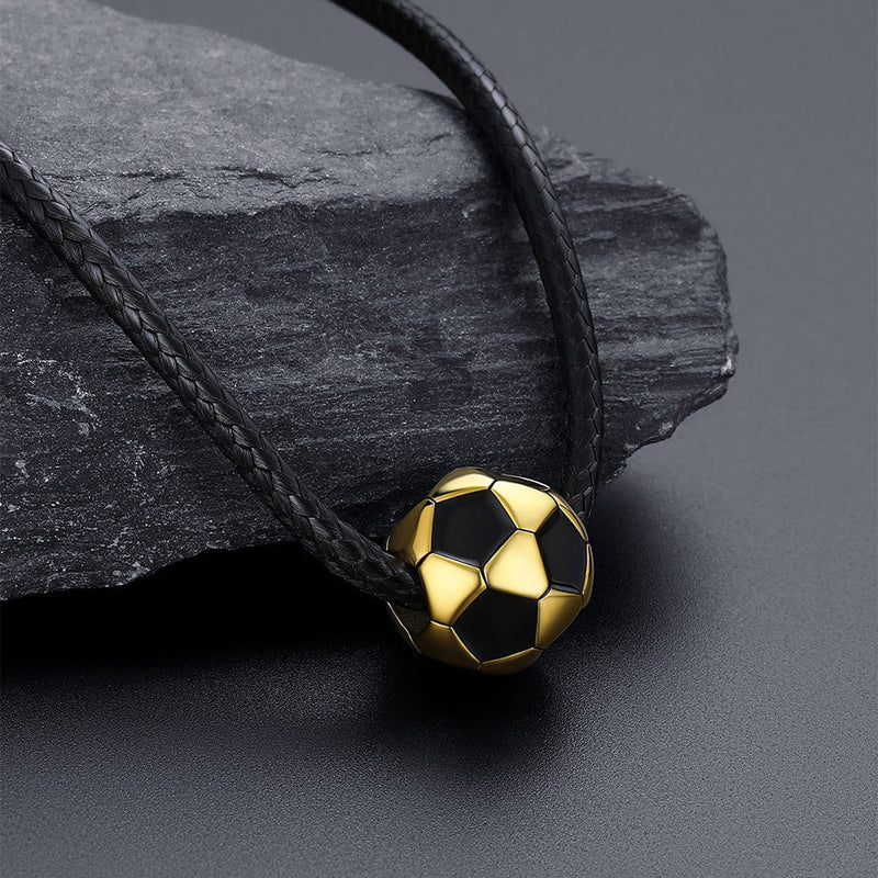 3d Soccer Sport Necklace With Braided Leather Necklace for Sports Fans