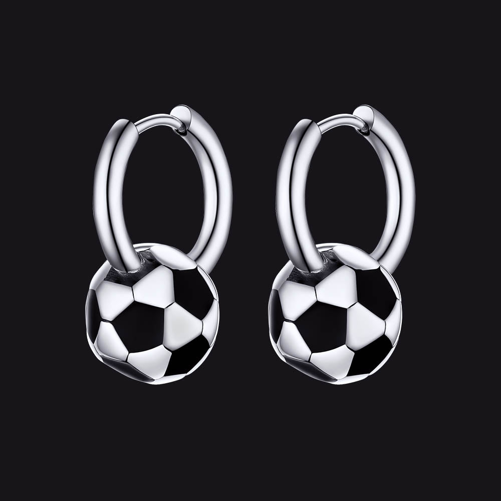 Sport 3d Soccer Hoop Earrings for