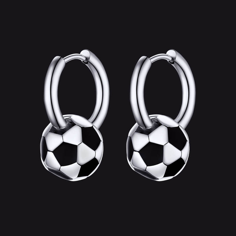 Sport 3d Soccer Hoop Earrings for
