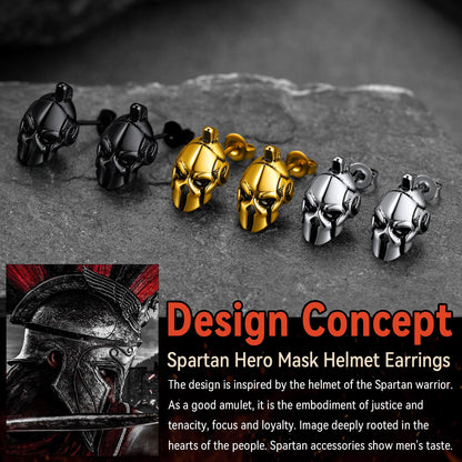 Ancient Greek Spartan Helmet Stud Earrings for