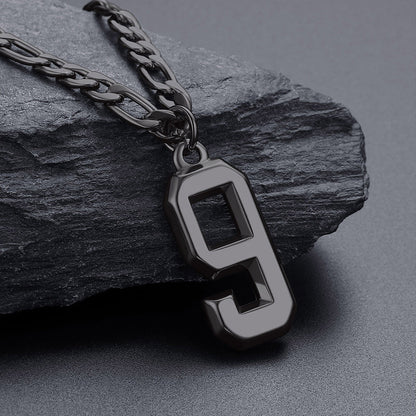 Sports Jersey Number Pendant Necklace With Figaro Chain for