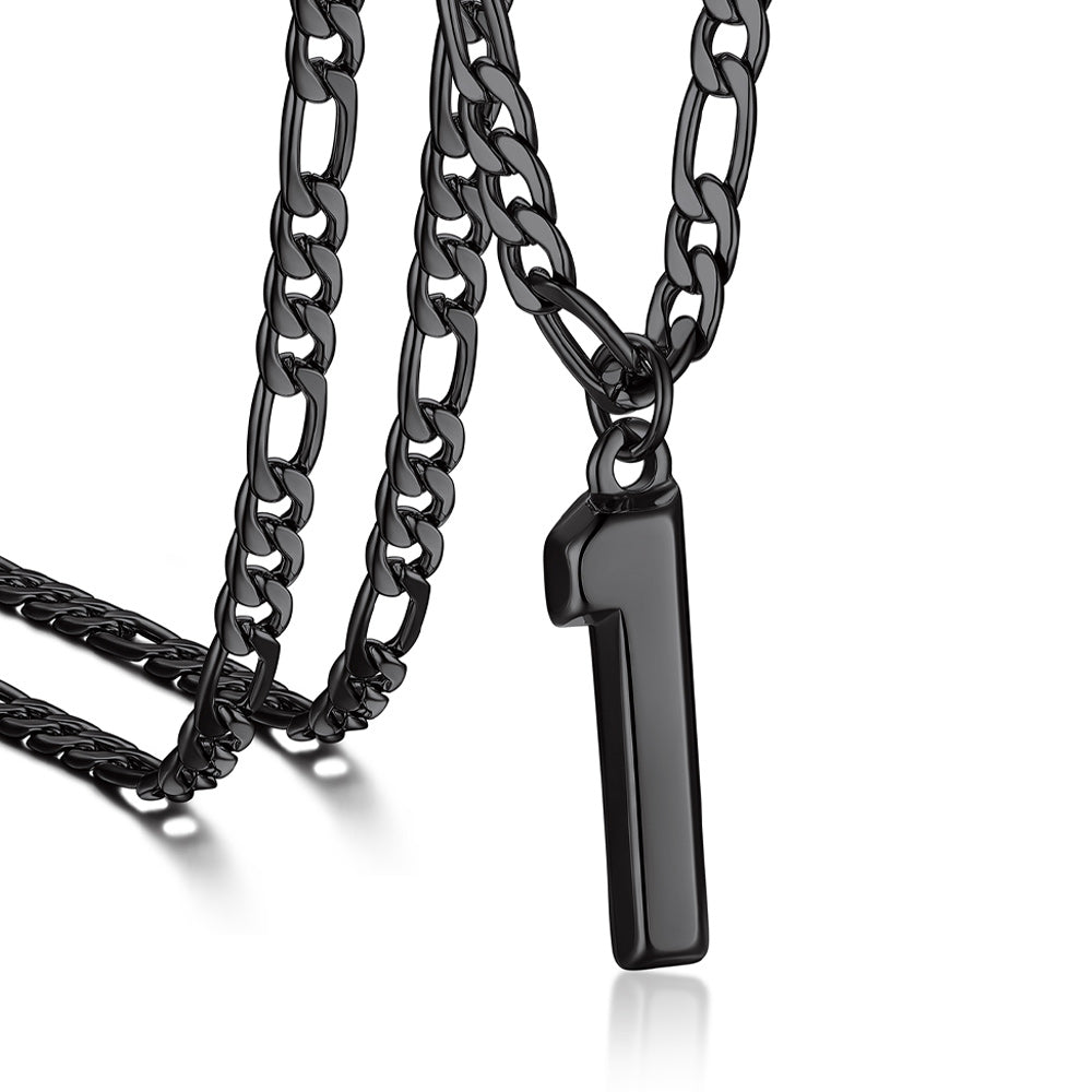 Sports Jersey Number Pendant Necklace With Figaro Chain for