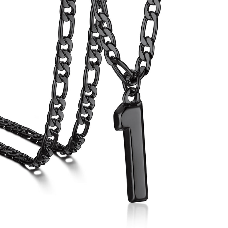 Sports Jersey Number Pendant Necklace With Figaro Chain for