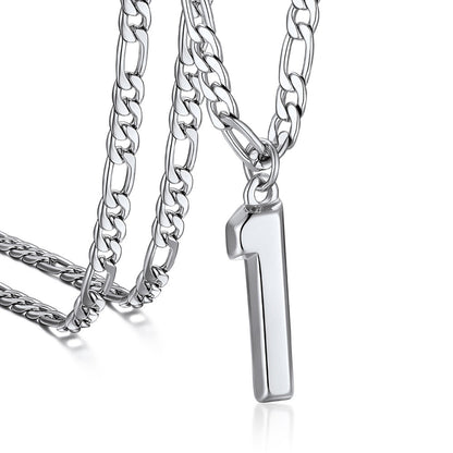 Sports Jersey Number Pendant Necklace With Figaro Chain for