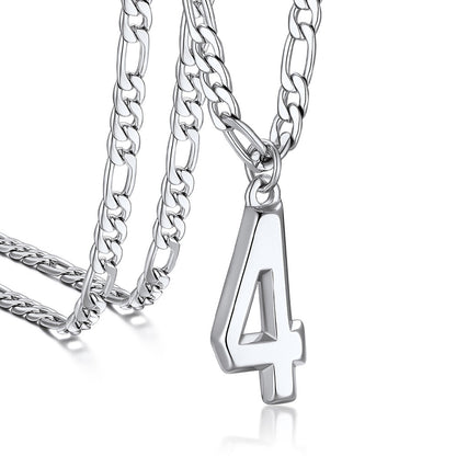 Sports Jersey Number Pendant Necklace With Figaro Chain for