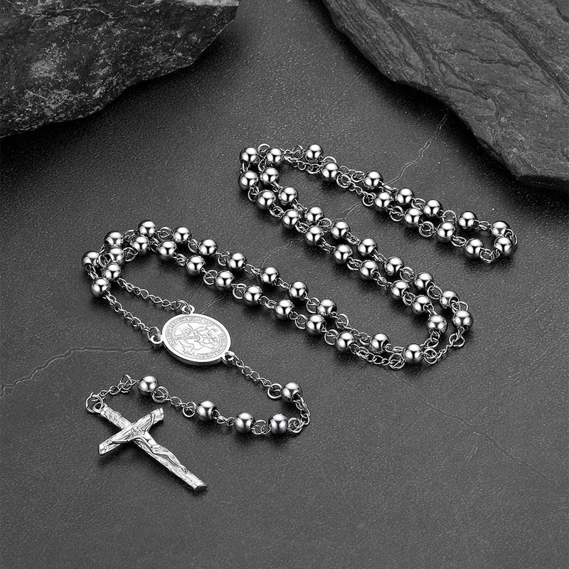 Catholic St. Michael Rosary Bead Necklace
