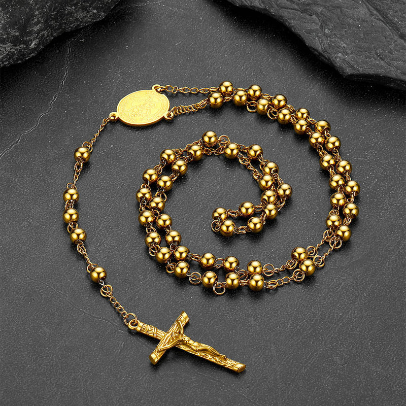 Catholic St. Michael Rosary Bead Necklace