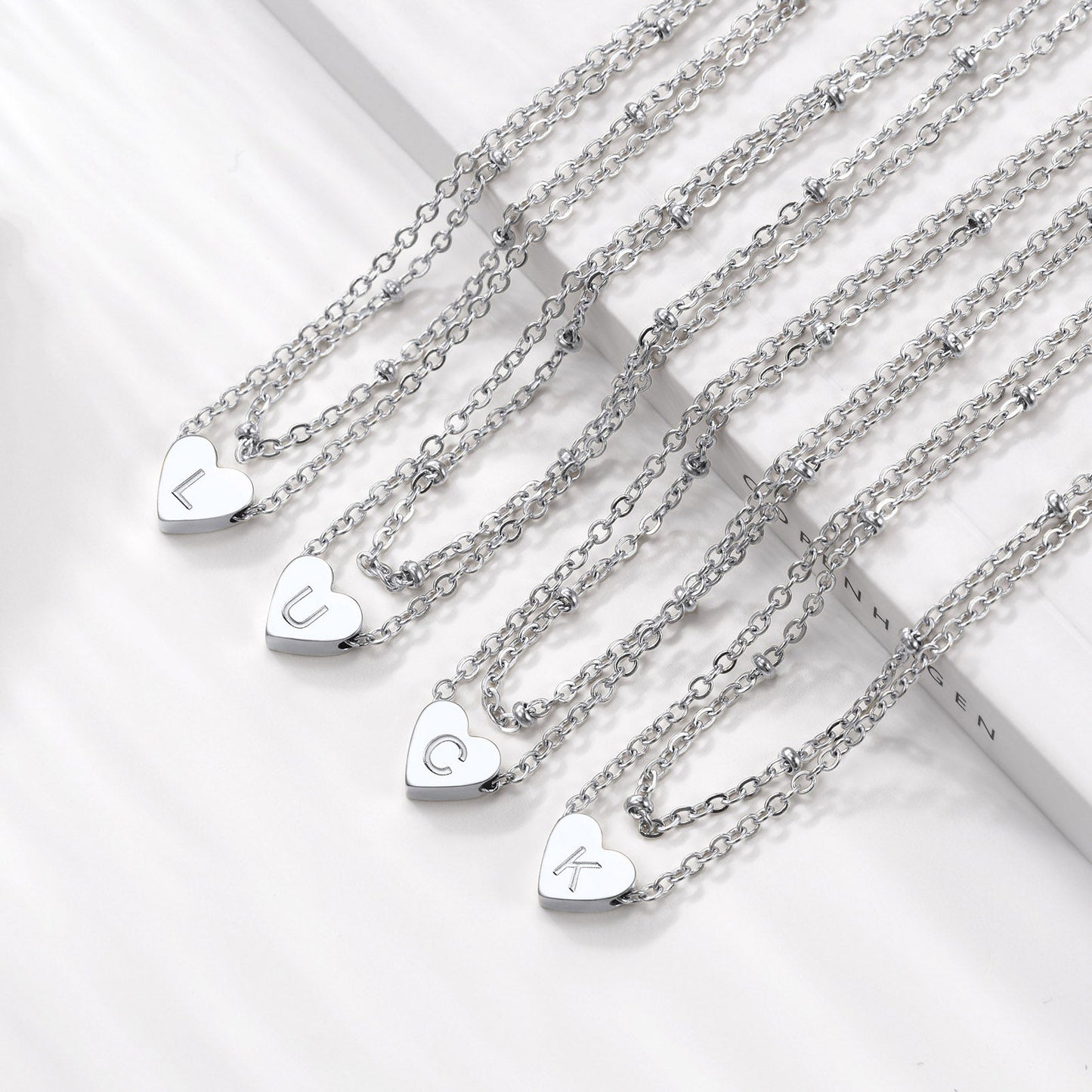 Initial Letter Heart Anklet Chain Layered Anklet for