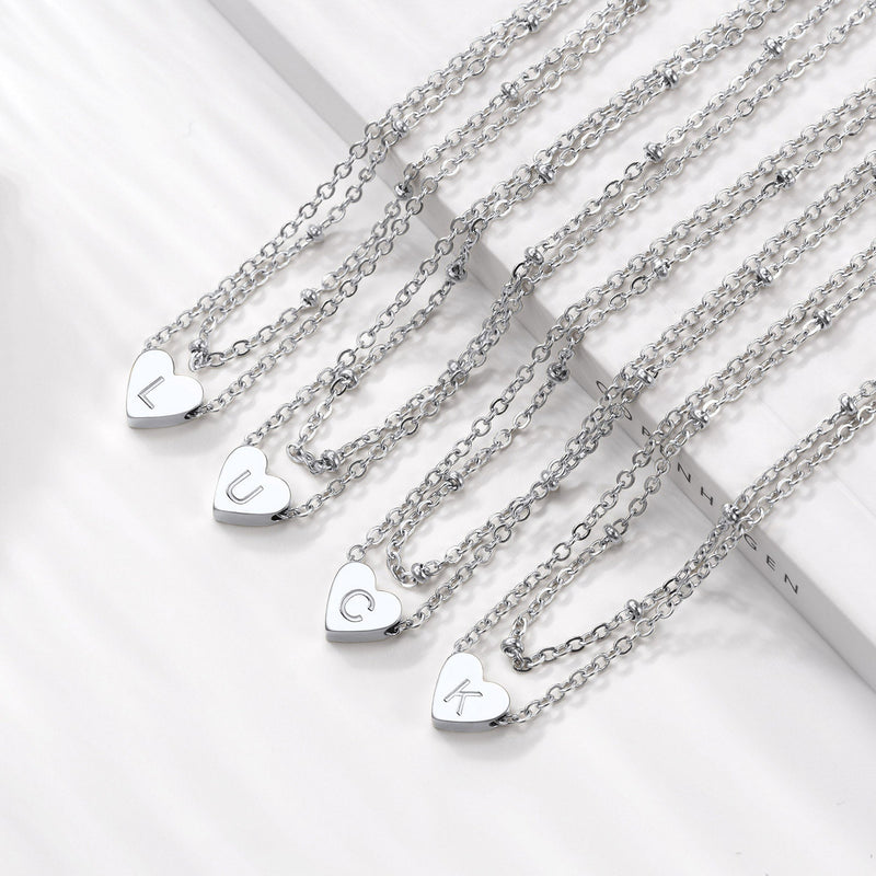 Initial Letter Heart Anklet Chain Layered Anklet for