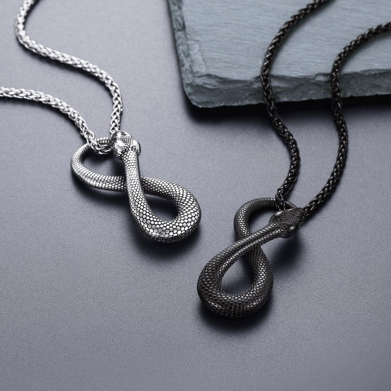 Punk Eight Pythons Infinity Snake Necklace for
