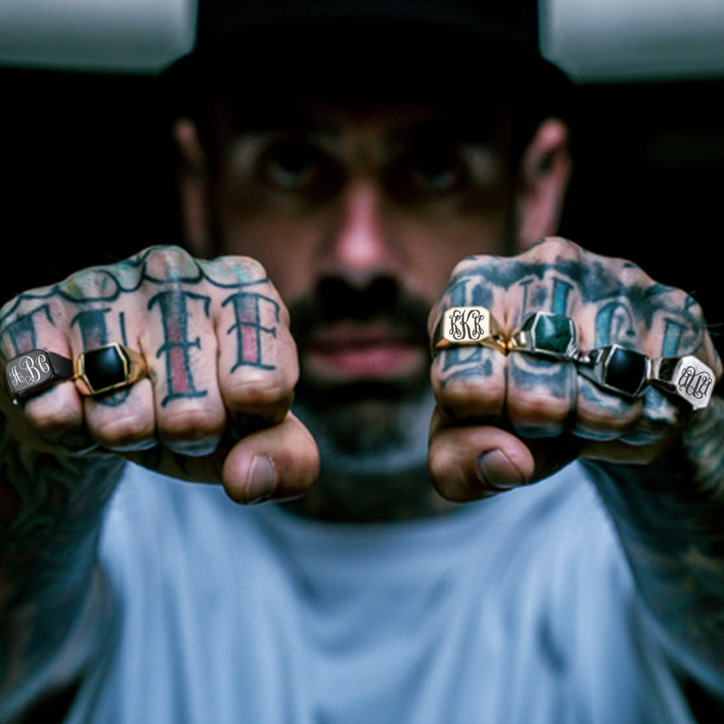 Customized Stainless Steel Signet Signet Ring Gifts for Dad Son