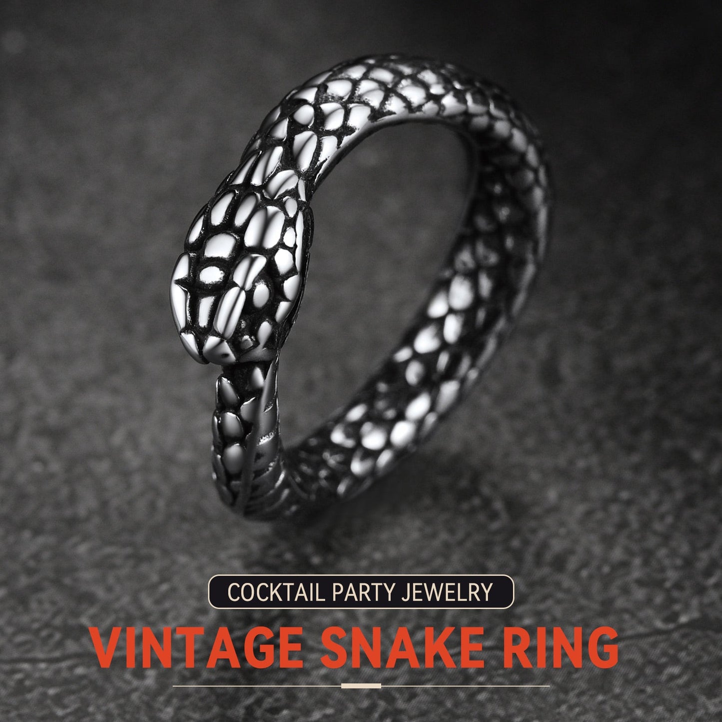 Stainless Steel Midi Snake Band Ring for