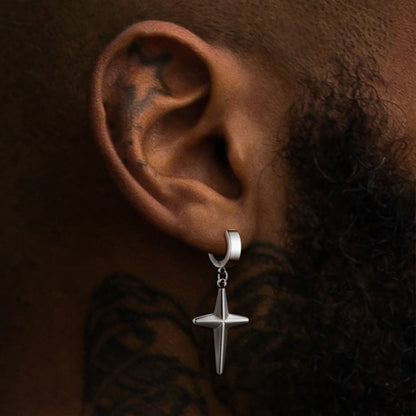 Flash Star Cross Dangle Hoop Earrings for