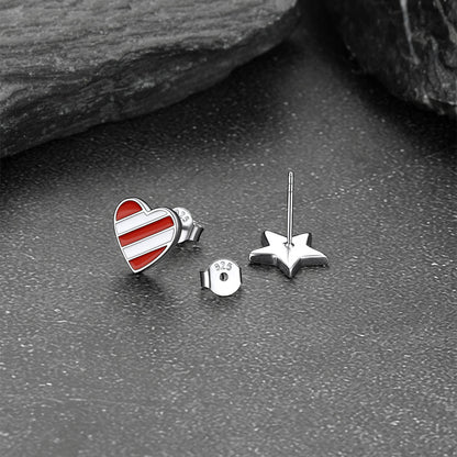 4th of July Star Heart Earrings American Flag Studs for