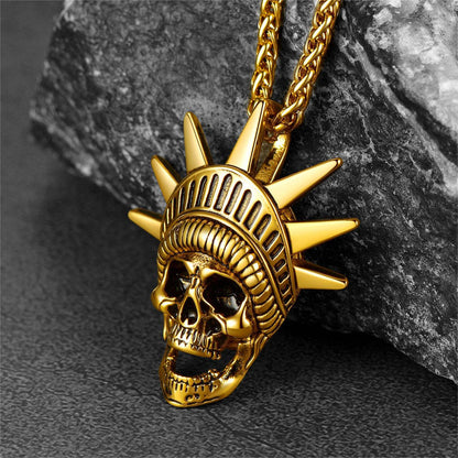 Flash Gothic Statue of Liberty Skull Necklace for