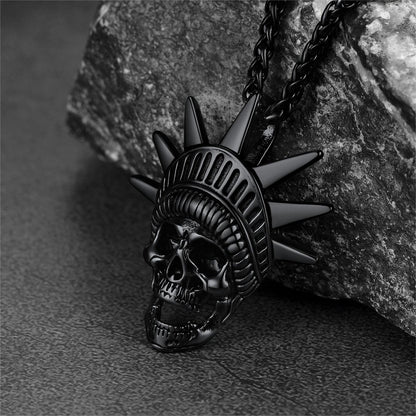 Flash Gothic Statue of Liberty Skull Necklace for