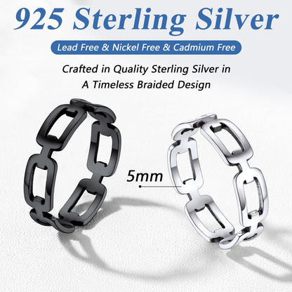 925 Sterling Silver Chain Link Rings for