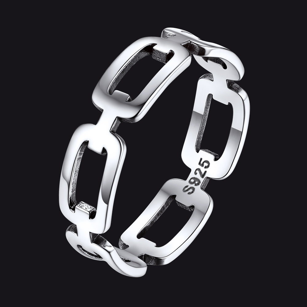 925 Sterling Silver Chain Link Rings for