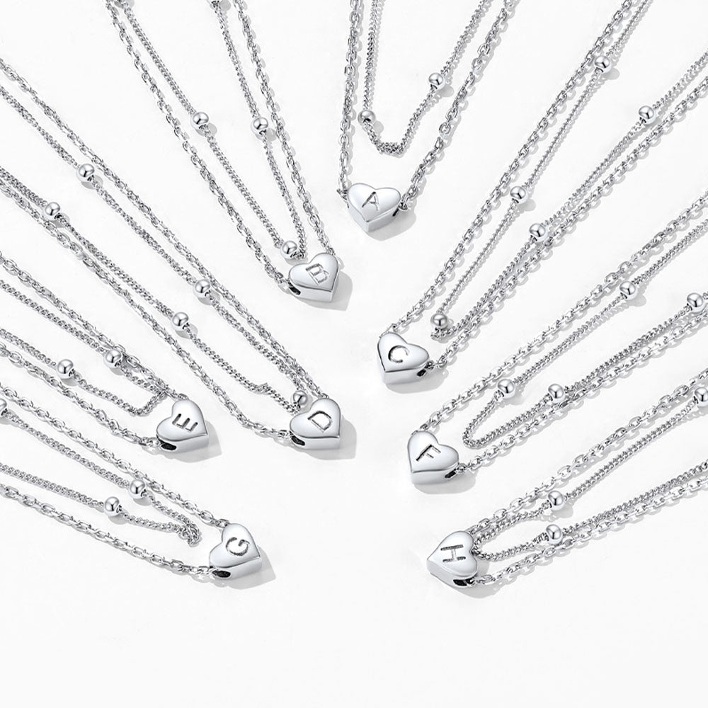 Sterling Silver A-z Initial Heart Layered Anklet for