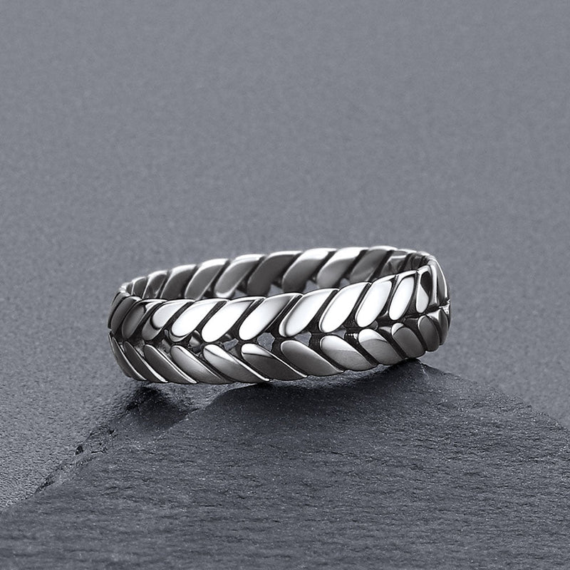 Sterling Silver Chunky Wheat Chain Band Rings 5mm Wide for