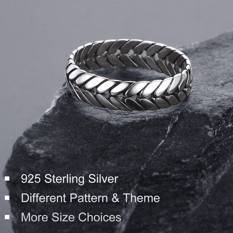 Sterling Silver Chunky Wheat Chain Band Rings 5mm Wide for