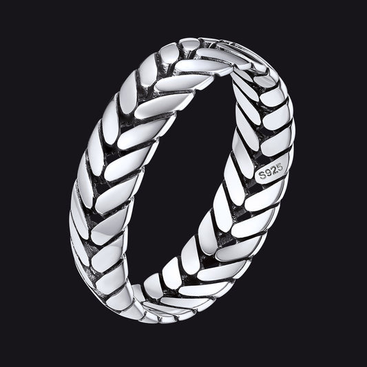 Sterling Silver Chunky Wheat Chain Band Rings 5mm Wide for