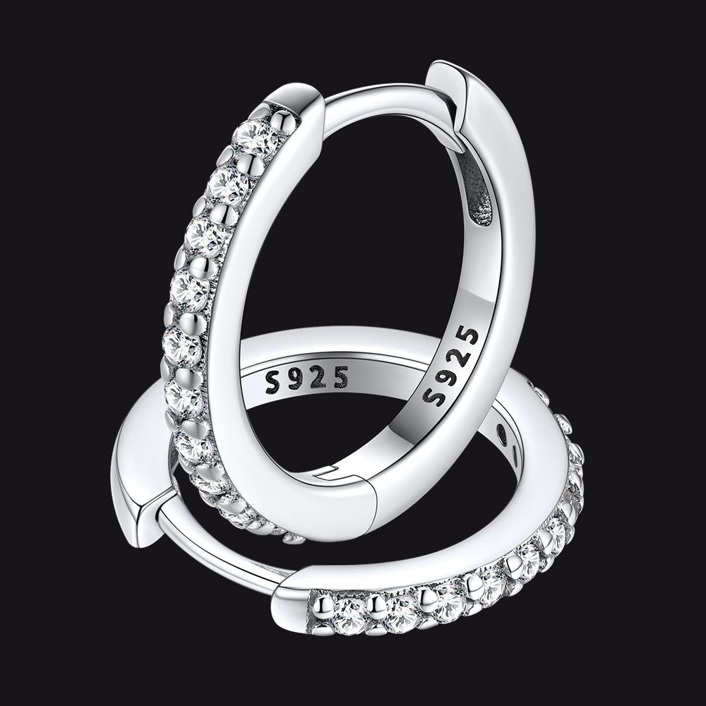 Sparkling Diamond Cartilage Huggie Hoop Earrings for in Sterling Silver