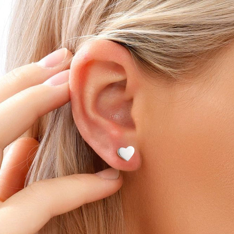 Sterling Silver Heart Stud Earrings for Kids
