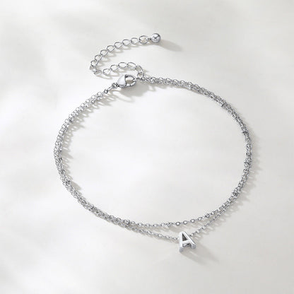 Dainty A-z Initial Layered Ankle Bracelet for Mom