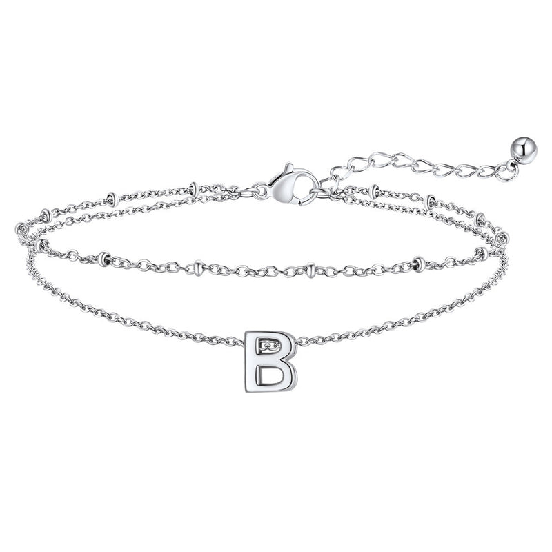 Dainty A-z Initial Layered Ankle Bracelet for Mom
