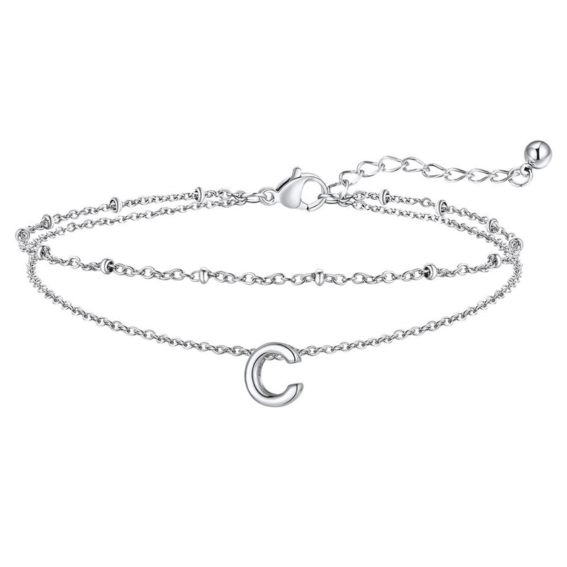 Dainty A-z Initial Layered Ankle Bracelet for Mom