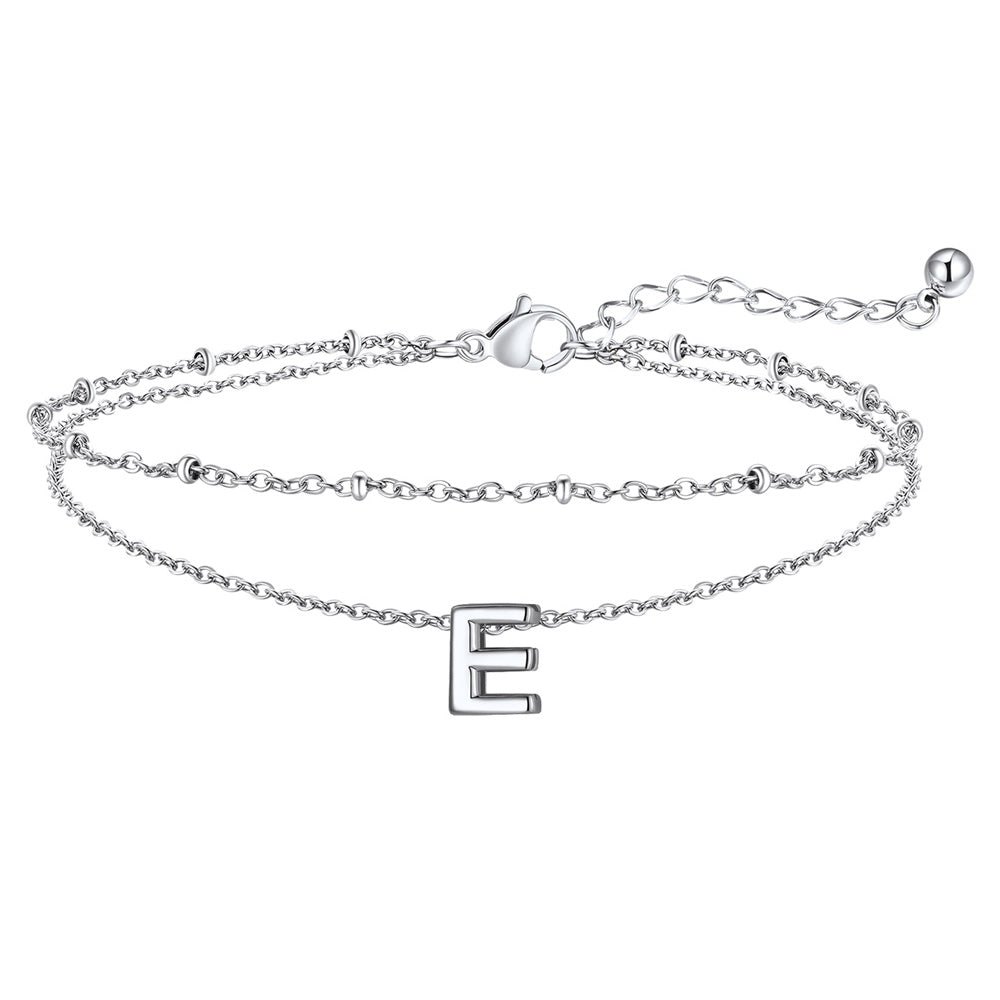 Dainty A-z Initial Layered Ankle Bracelet for Mom