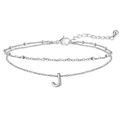 Dainty A-z Initial Layered Ankle Bracelet for Mom