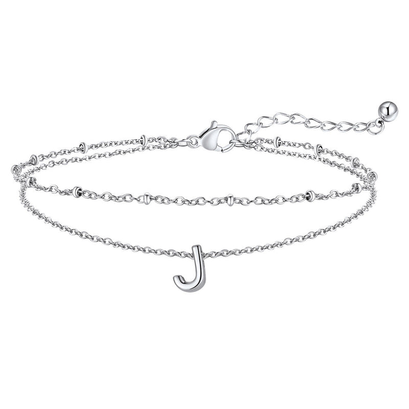 Dainty A-z Initial Layered Ankle Bracelet for Mom