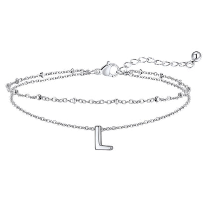 Dainty A-z Initial Layered Ankle Bracelet for Mom