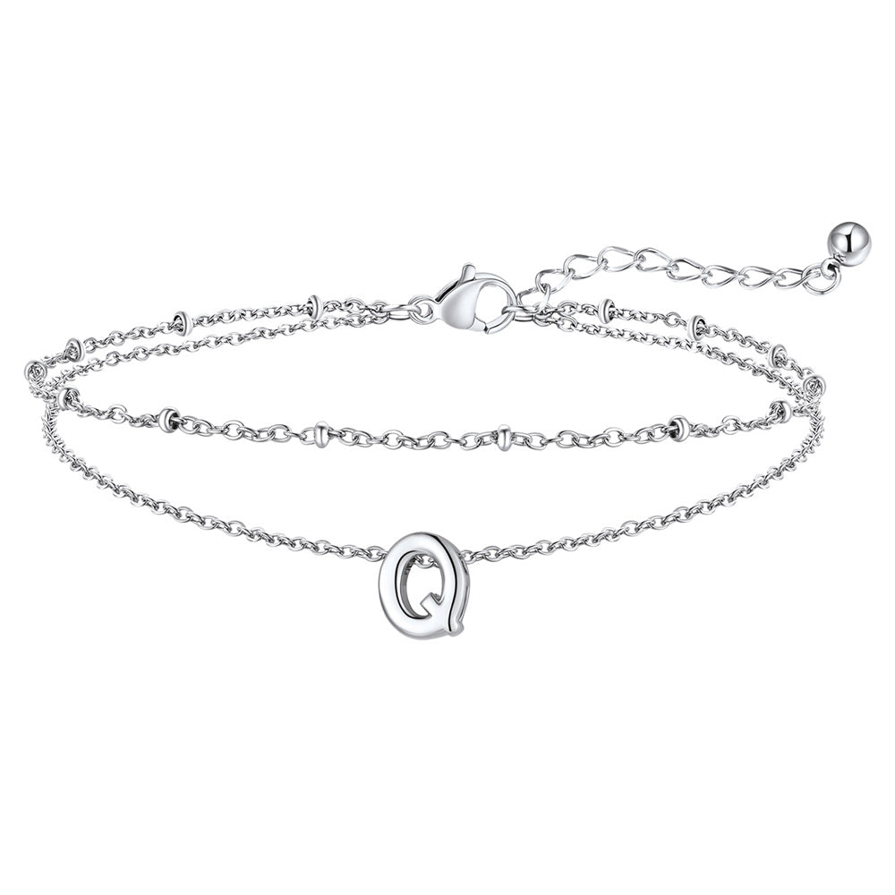 Dainty A-z Initial Layered Ankle Bracelet for Mom
