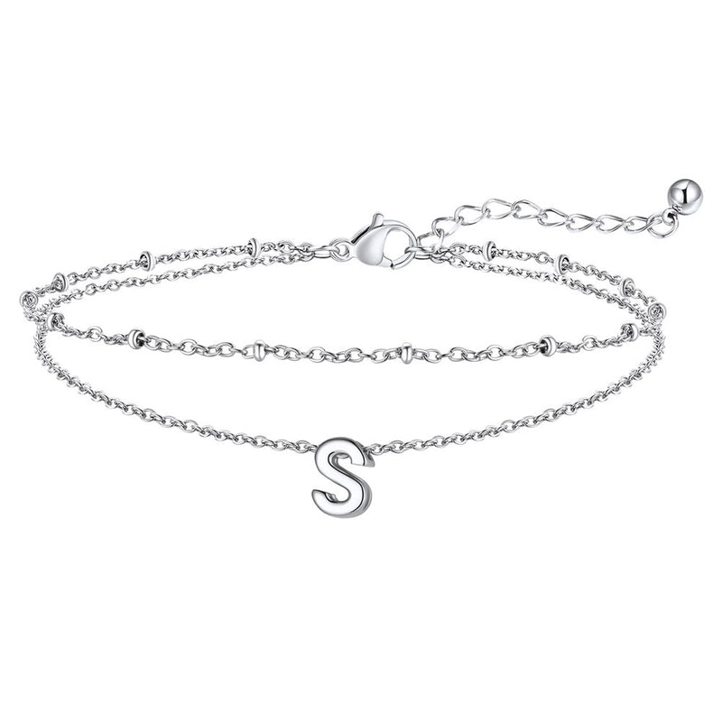 Dainty A-z Initial Layered Ankle Bracelet for Mom