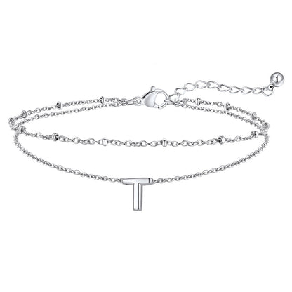 Dainty A-z Initial Layered Ankle Bracelet for Mom