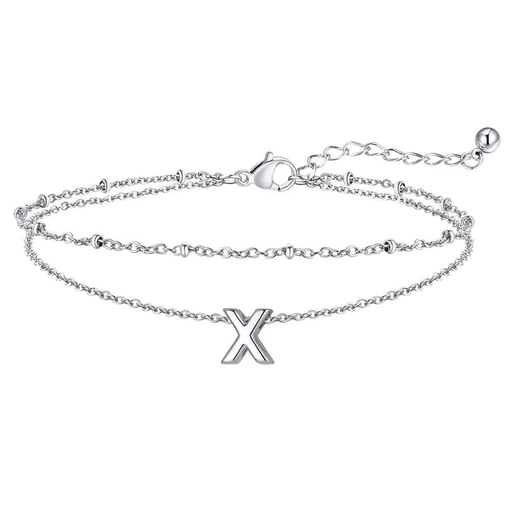 Dainty A-z Initial Layered Ankle Bracelet for Mom
