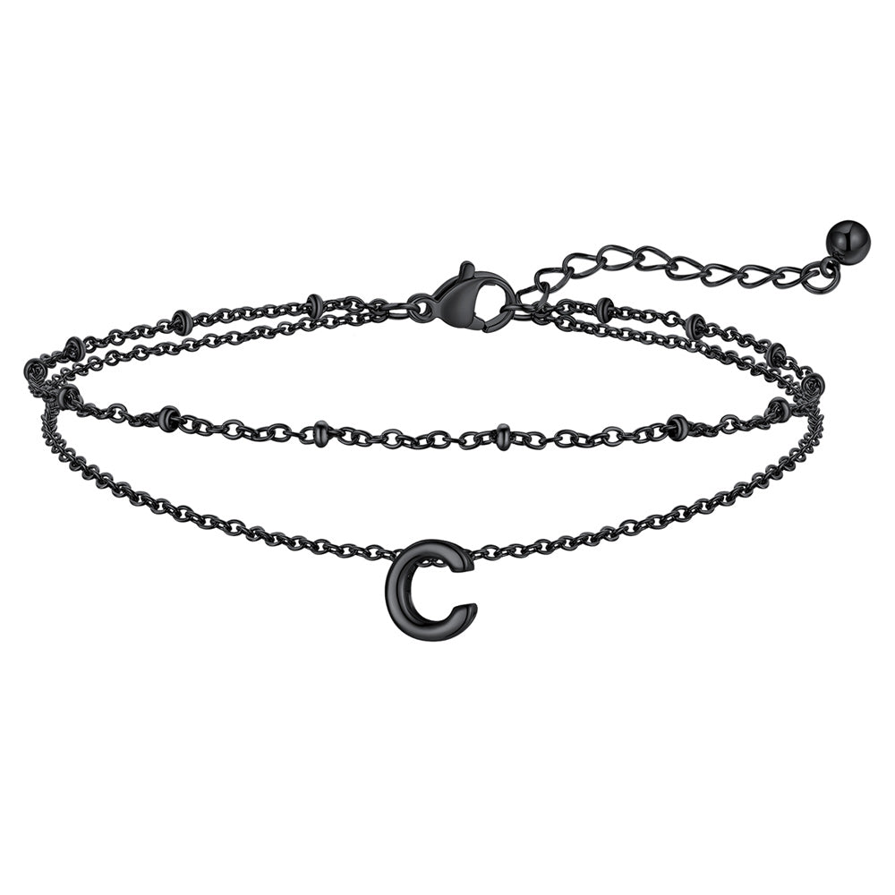 Dainty A-z Initial Layered Ankle Bracelet for Mom