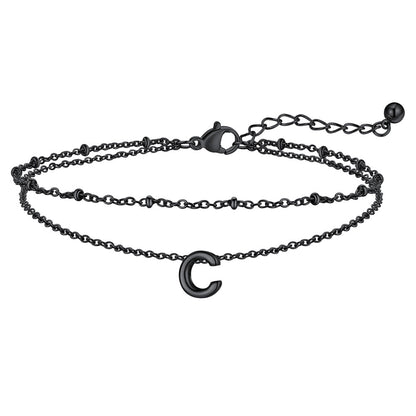 Dainty A-z Initial Layered Ankle Bracelet for Mom