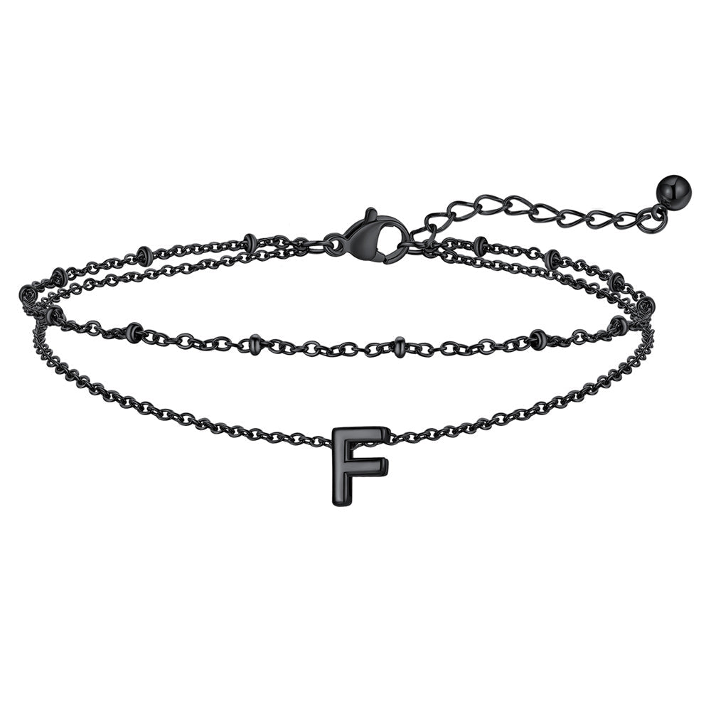 Dainty A-z Initial Layered Ankle Bracelet for Mom