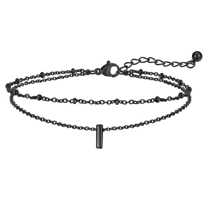 Dainty A-z Initial Layered Ankle Bracelet for Mom