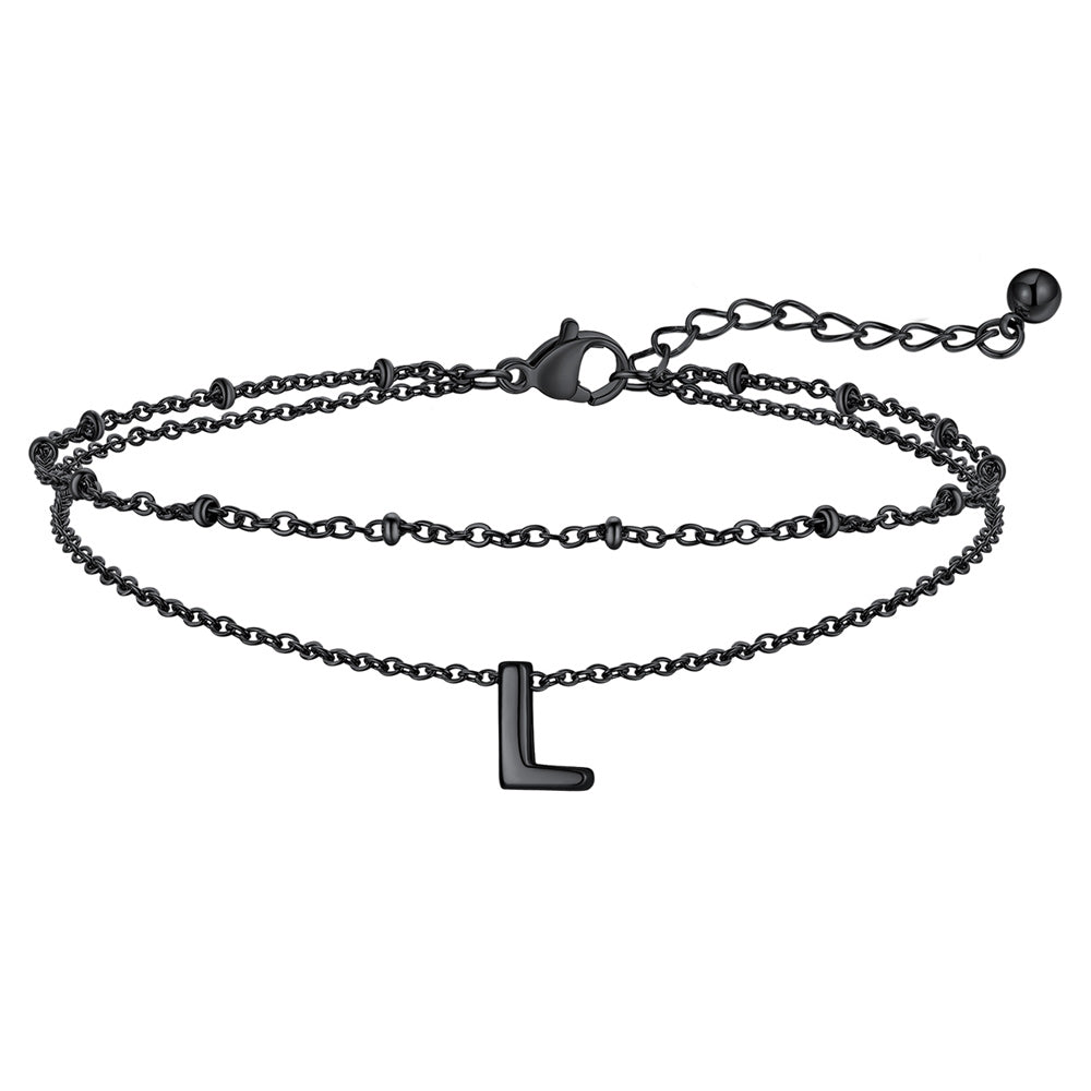 Dainty A-z Initial Layered Ankle Bracelet for Mom