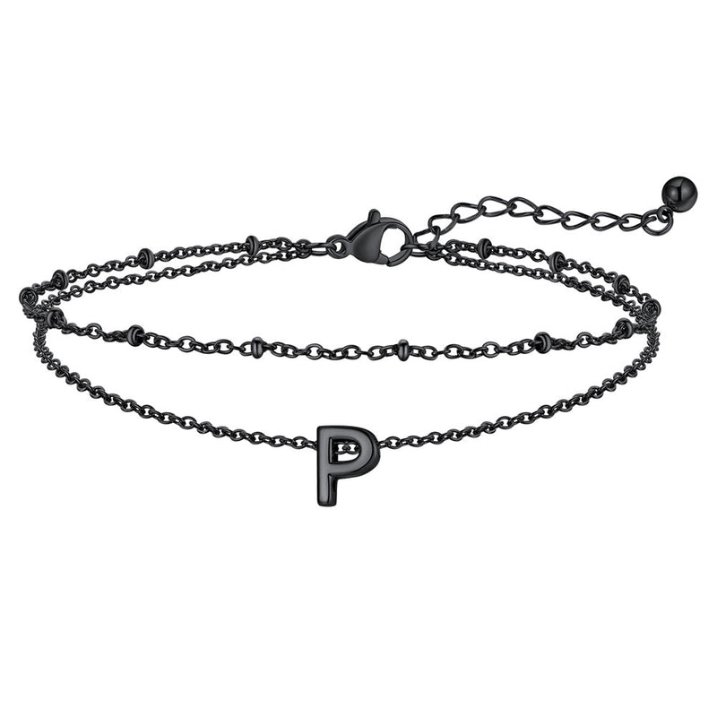 Dainty A-z Initial Layered Ankle Bracelet for Mom