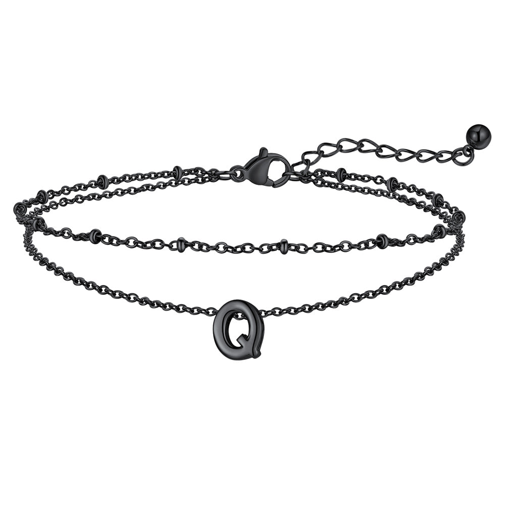 Dainty A-z Initial Layered Ankle Bracelet for Mom